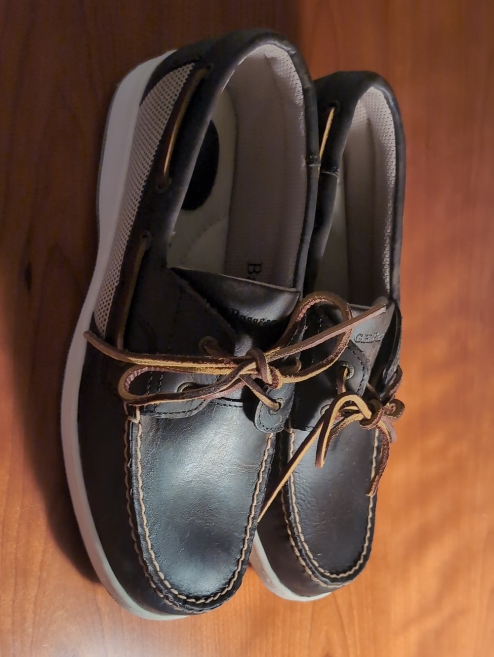 Men's Or Women's Dark Brown Leather Boat Shoes with Contrast Laces
